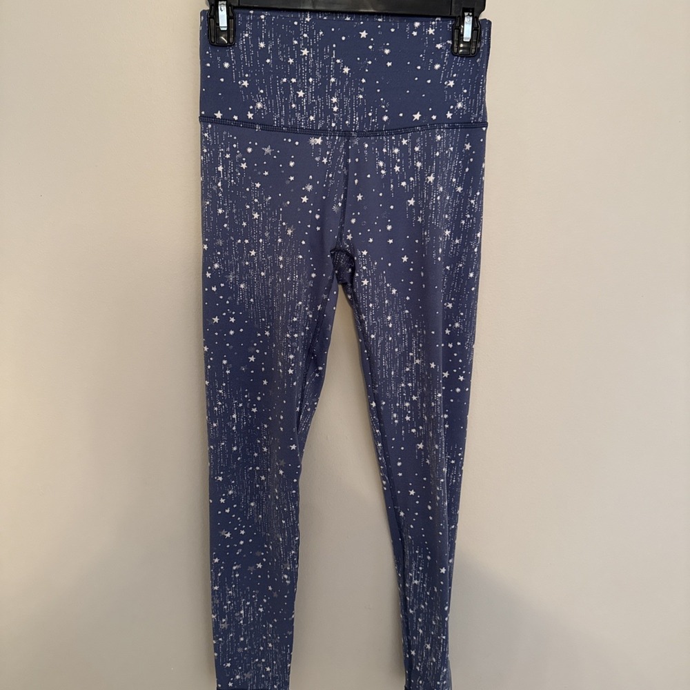 Aerie Chill Play Move Stars Print Blue High Rise Leggings Women Size Medium